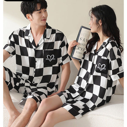 Checkerboard Couple PJs - Matching Short Sleeve Set