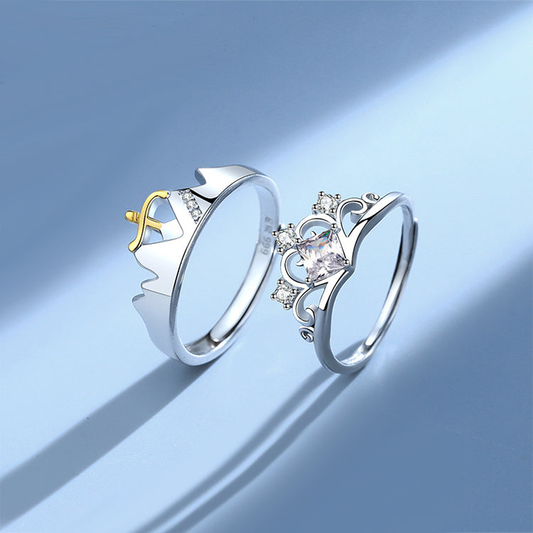 Custom King and Queen Crown Rings Set for Couples