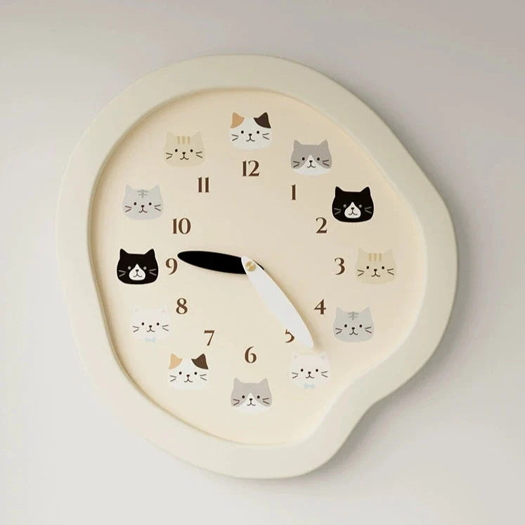 Kids Cat Silent Pendulum Wall Clock – Non-Ticking (11.8")