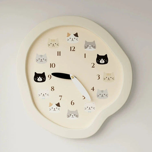 Kids Cat Silent Pendulum Wall Clock – Non-Ticking (11.8")
