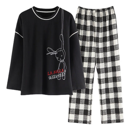 Gullei™ Casual Plaid Pullover Pajamas Set Pure Cotton