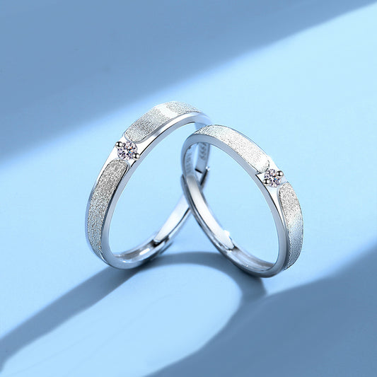 Custom Engraved Solitaire Matte Rings Set for Couples