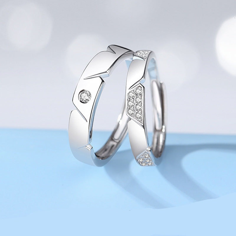 Engraved Matching Cubic Zirconia Rings Set