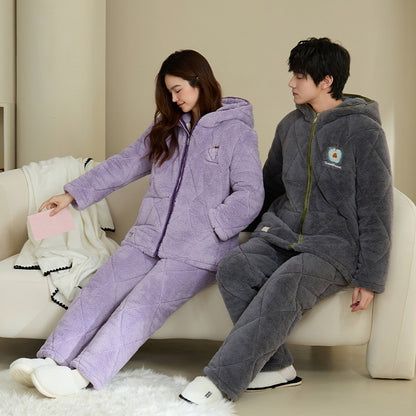 Thickened Poyester Winter Pajamas Set for Couples