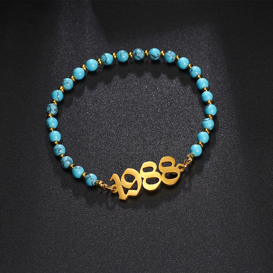 Natural Turquoise Beaded Name Bracelet