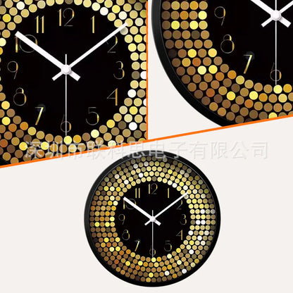 Silent Wall Clock – Glass Front Gold Dots, 30 cm