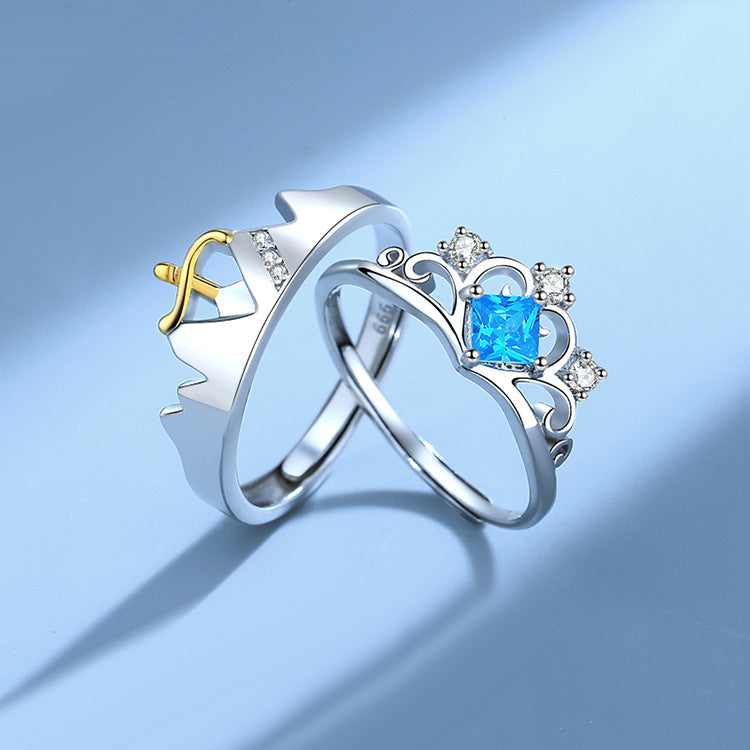 Custom King and Queen Crown Rings Set for Couples