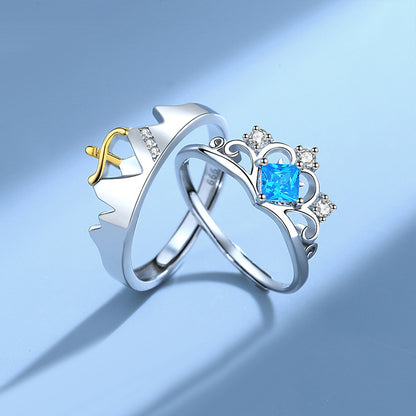 Custom King and Queen Crown Rings Set for Couples