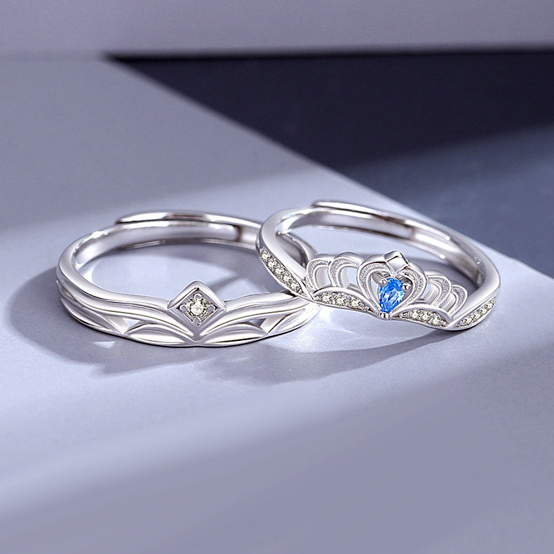 Matching Crown Rings Set for Couples
