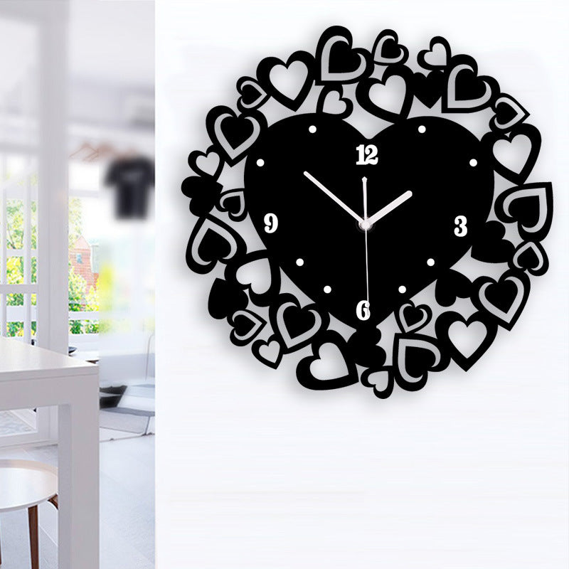 Hearts Acrylic Wall Decorative Silent Clock – Romantic Boho Chic Design