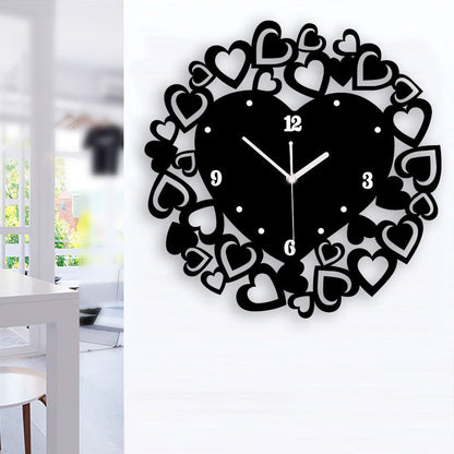 Hearts Acrylic Wall Decorative Silent Clock – Romantic Boho Chic Design