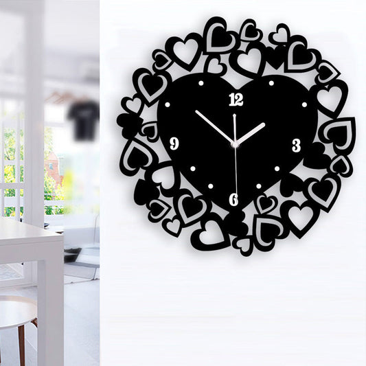 Hearts Acrylic Wall Decorative Silent Clock – Romantic Boho Chic Design