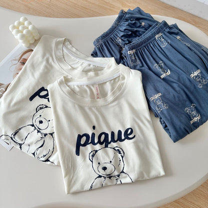 Sketch-Style Bear Couple's Pajama Set | Cloud-Soft Modal