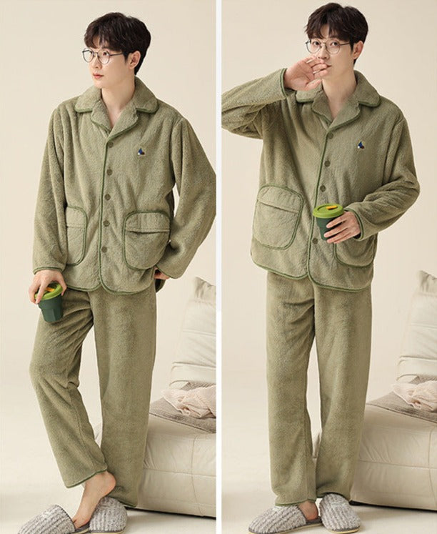 Thick Fleece Winter Pajamas Set for Couples