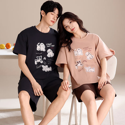 Matching Couple Pajamas - Puppy Design 100% Cotton