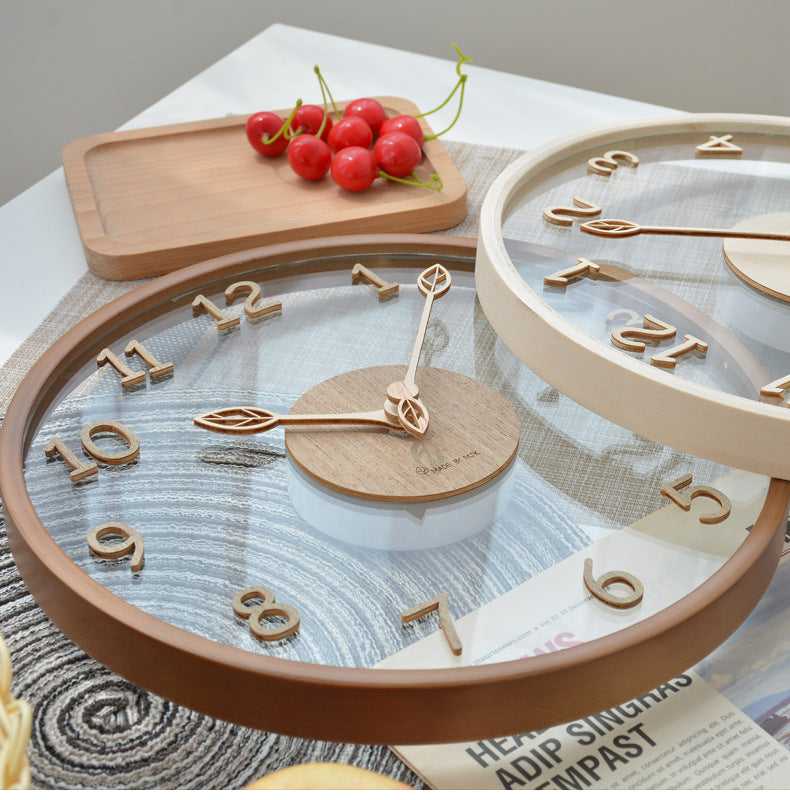 Leaf Hands Solid Wood Analogue Wall Clock (10")