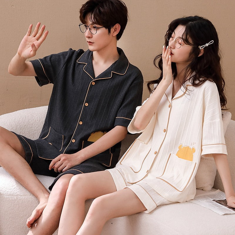 Matching Short Sleeves Sleepwear Pajamas for Couples