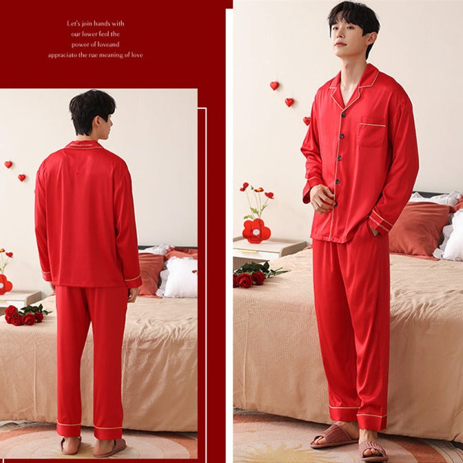 Matching Wedding Red Sleepwear Pure Flannel Set