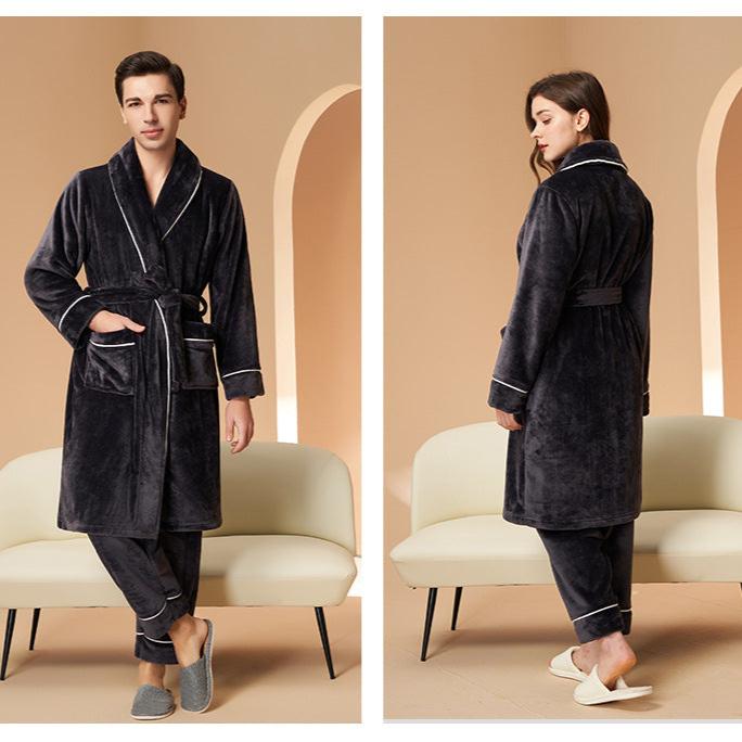 100% Flannel 4 Piece Long Robe Set for Couples