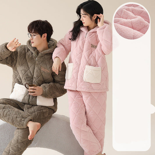 Premium 4-Piece Warm Matching Hoodie Pajamas