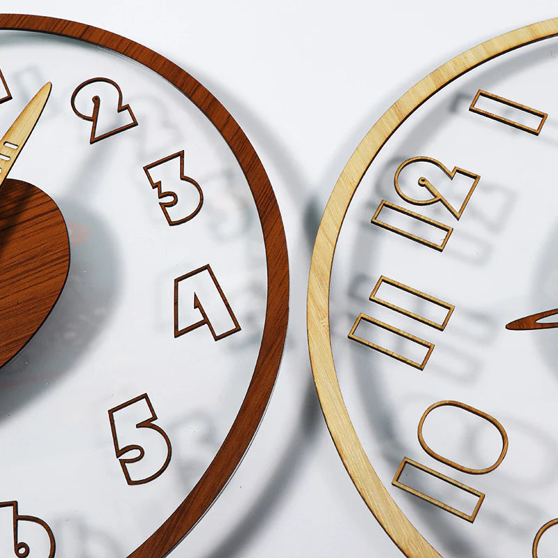 Modern Solid Wood Silent Wall Clock — 12" Acrylic + Wood