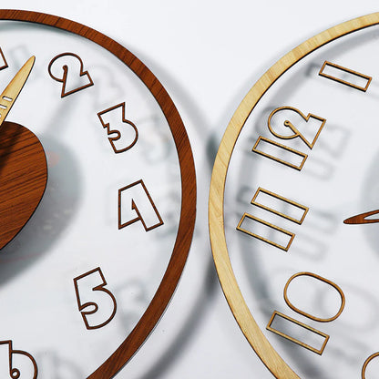 Modern Solid Wood Silent Wall Clock — 12" Acrylic + Wood