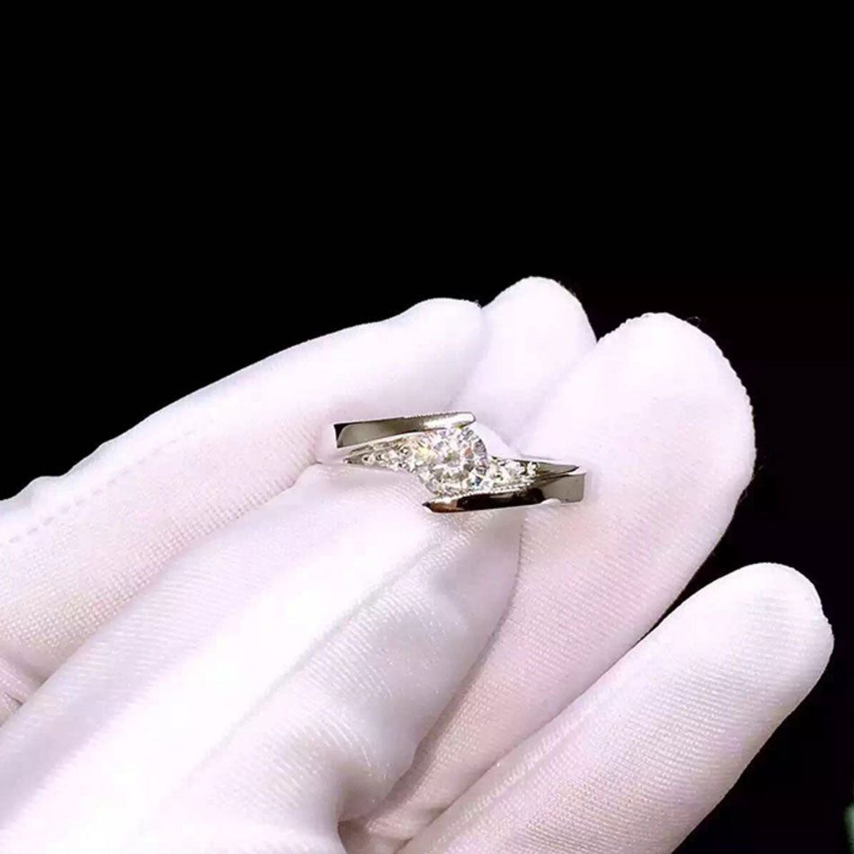 Three Stone 0.5 Carat Moissanite Diamond Ring