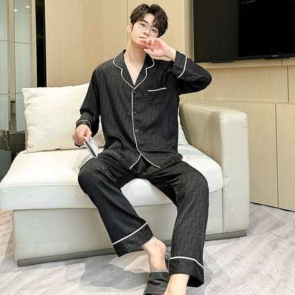 Matching Couple Pajamas – Monogram Patterned Faux Silk Set for Couples