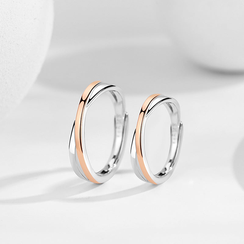 Engraved Mobius Promise Rings Set for Couples