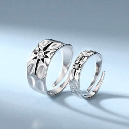 Guardian Star Matching Adjustable Size Rings for Couples