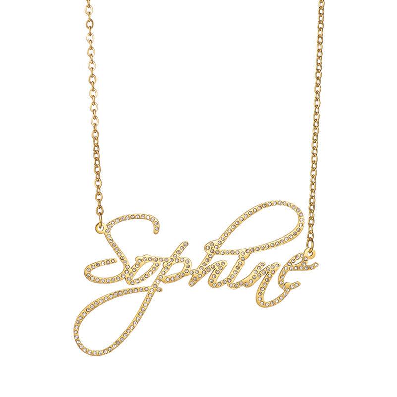Personal Signature Diamond Name Necklace