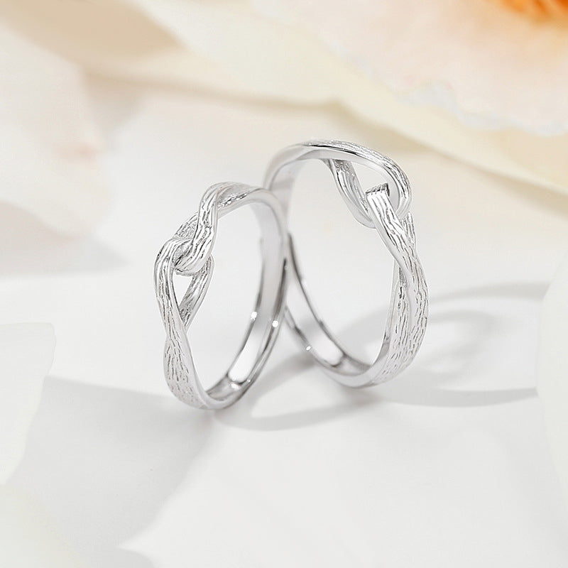 Matching Love Knot Rings Set for Couples