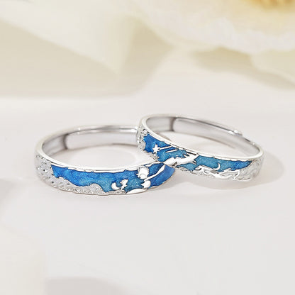 Romantic Starry Night Rings Set for Couples