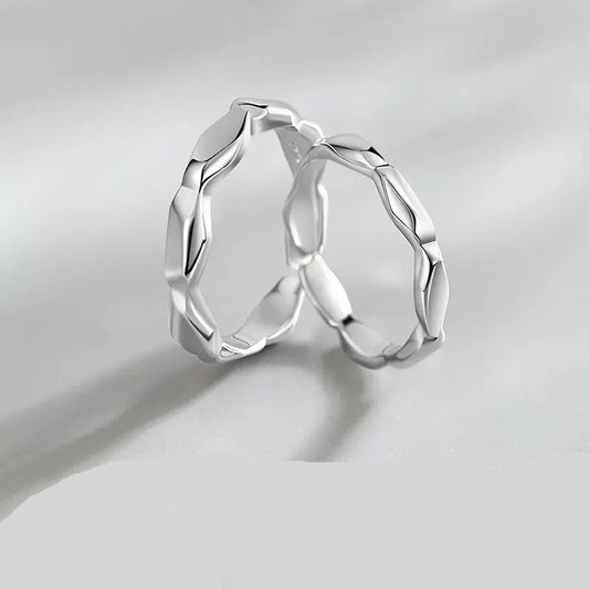 Matching Silver Promise Rings Set for Couples