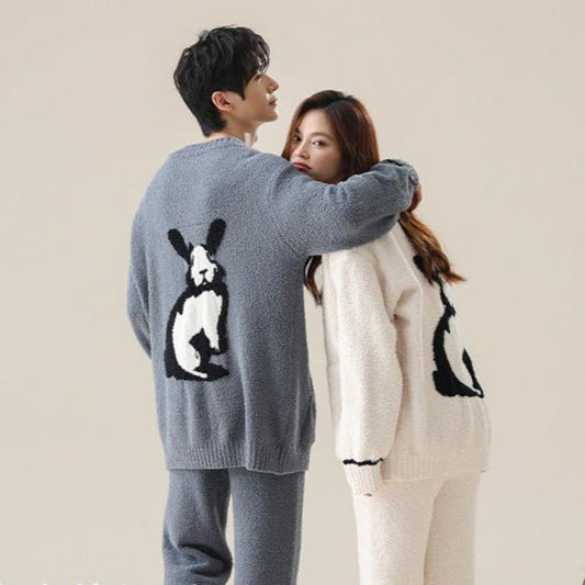 Modern Winter Pajamas Set for Couples - Premium Polyester