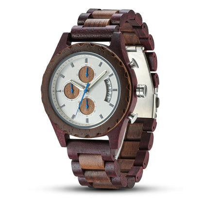 Multifunctional Matching Wood Couple Watch Set for Two