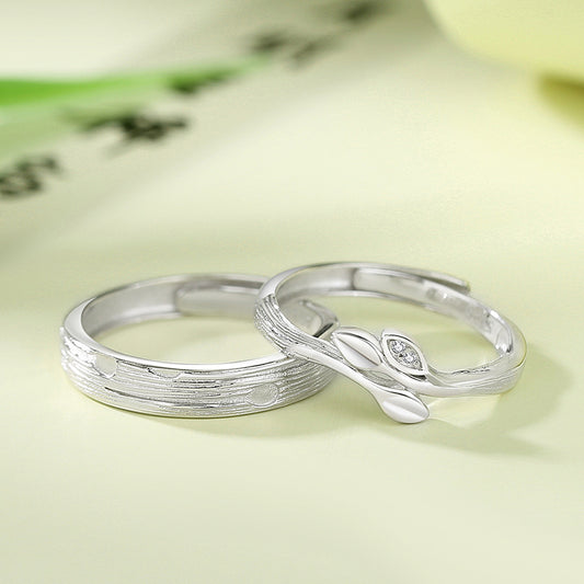 Engraved Love Branch Promise Rings for Couples