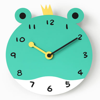 King Frog Cute Silent Wall Clock for Kids Bedroom