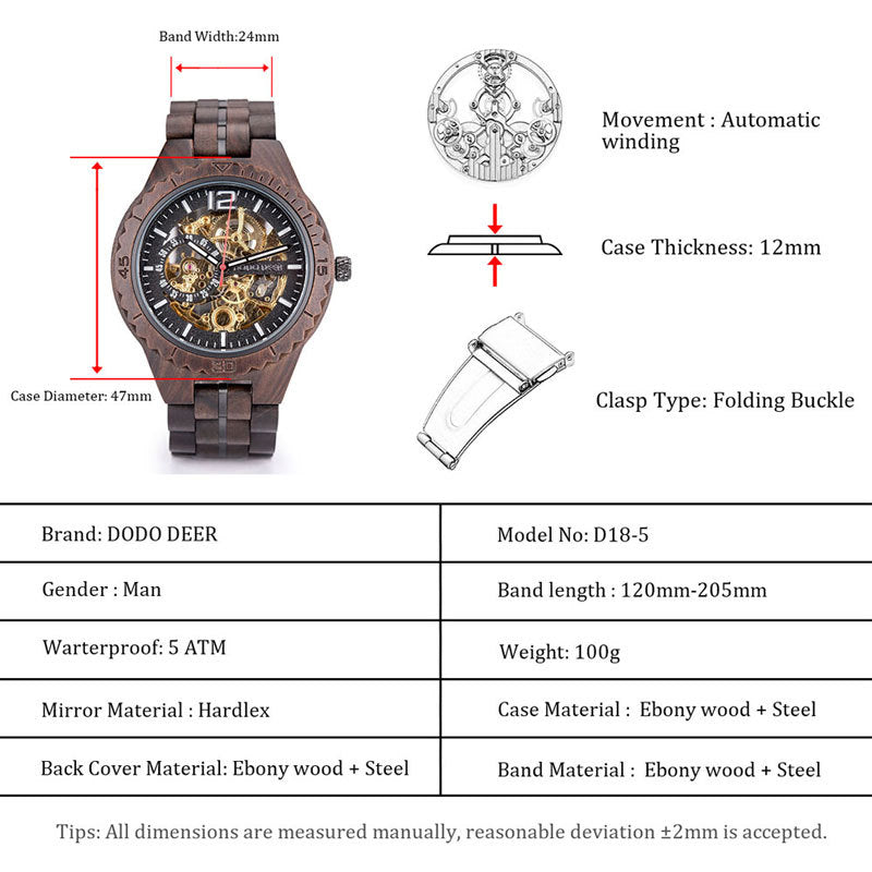 Engraved Matching Wood Couple Watch Set Skeleton Design