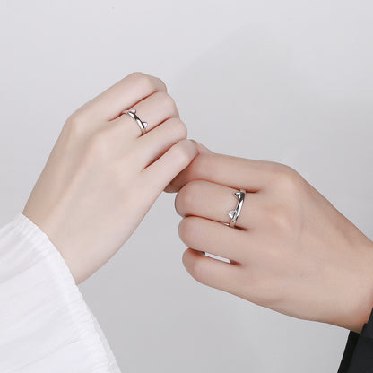 Engravable Cute Cat Paws Promise Rings for Couples