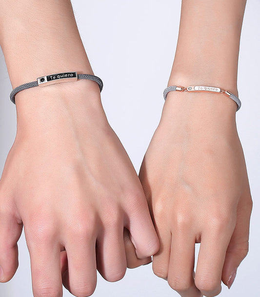 Te Quiero Couple Relationship Bracelets with Engraving