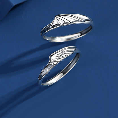 Engravable Angel and Demon Promise Rings for Couples