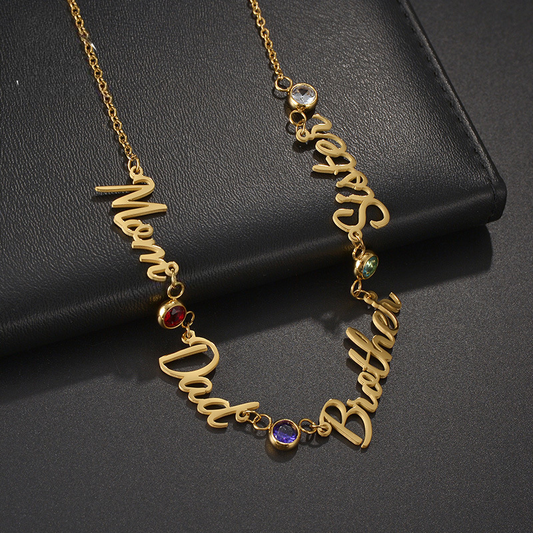 Family Names Birthstones Necklace