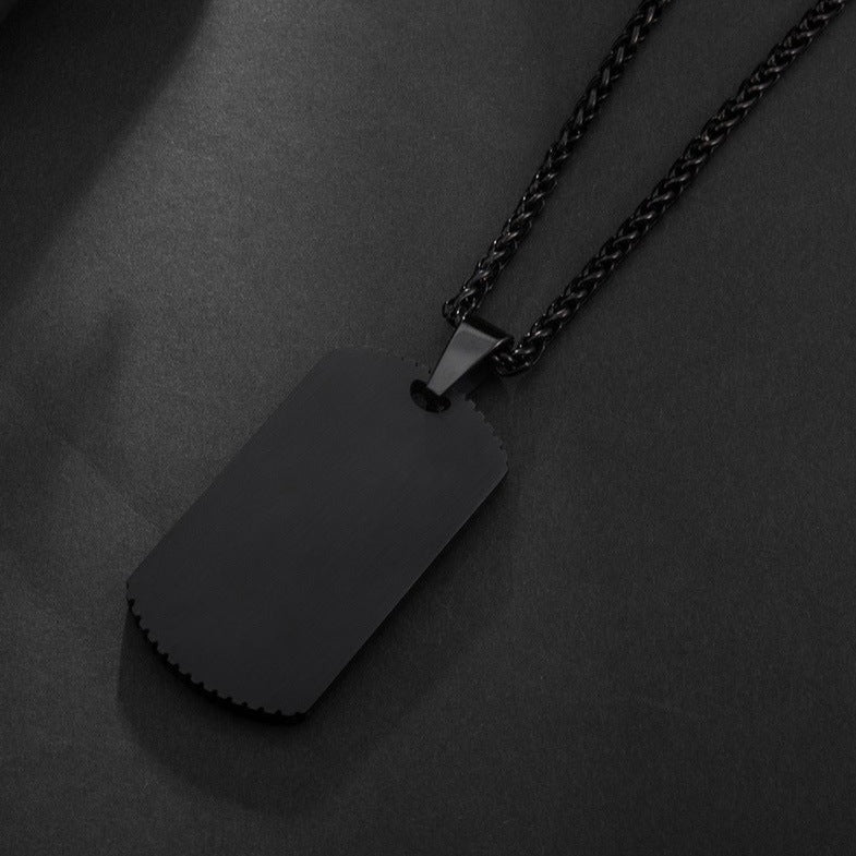 Engravable Army Tag Mens Pendant Necklace