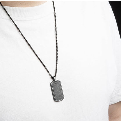 Engravable Army Tag Mens Pendant Necklace