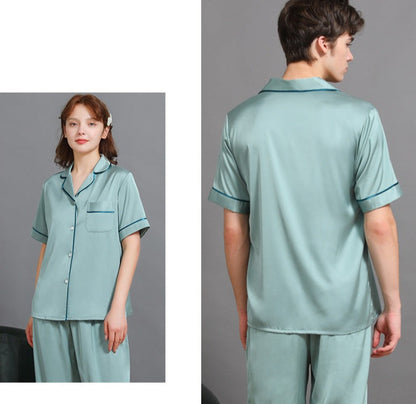 Matching Couple Silk Nightwear Pajamas Set