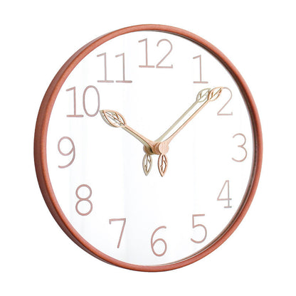 Nordic Mirror Silent Wall Clock – Solid Wood, 12"