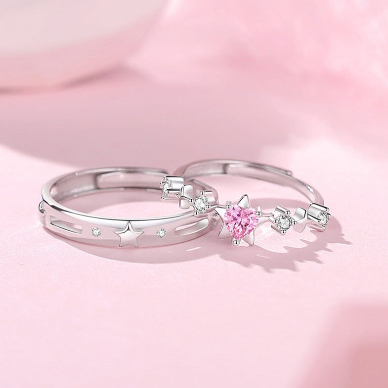 Engraved Matching Stars Wedding Rings Set for Couples - Gullei