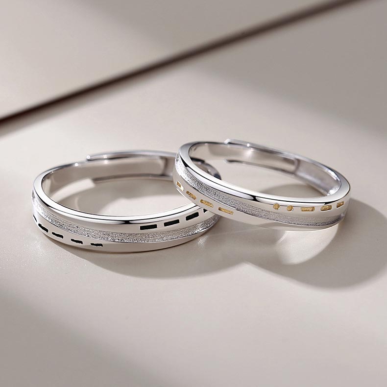 Custom Morse Code Wedding Bands for 2