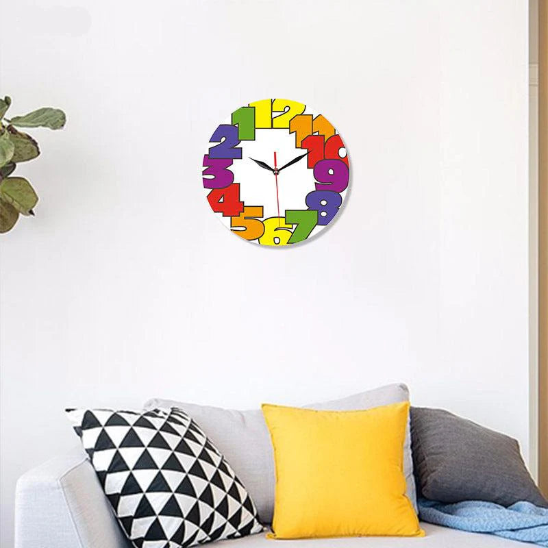 Funky Numbers Silent Kids Wall Clock — 12" Acrylic